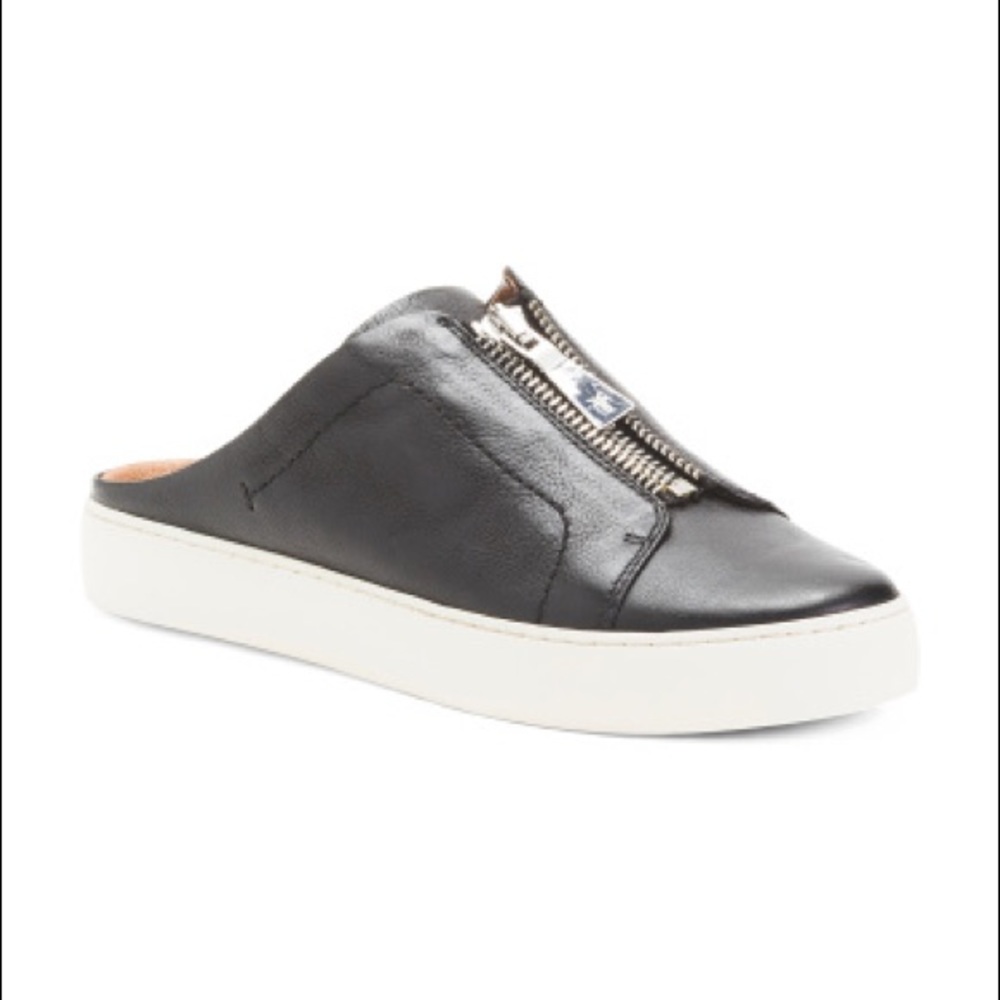 Frye leather zip mules